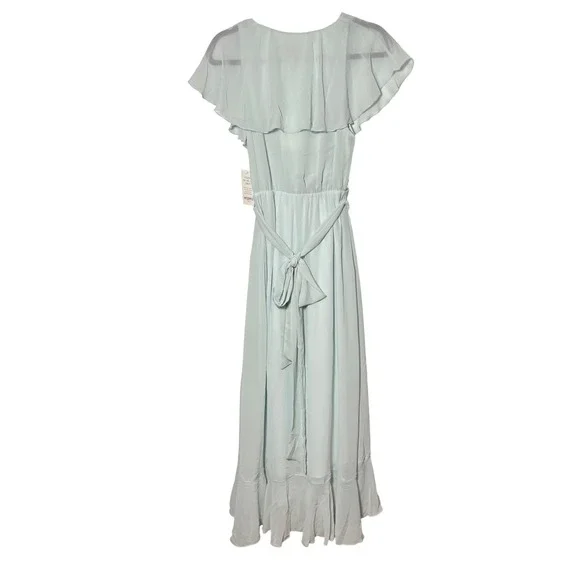Show‎ Me Your Mumu Weddings Jess Ruffle Midi Dress Icy Blue Chiffon S m Fairy - Picture 2 of 7